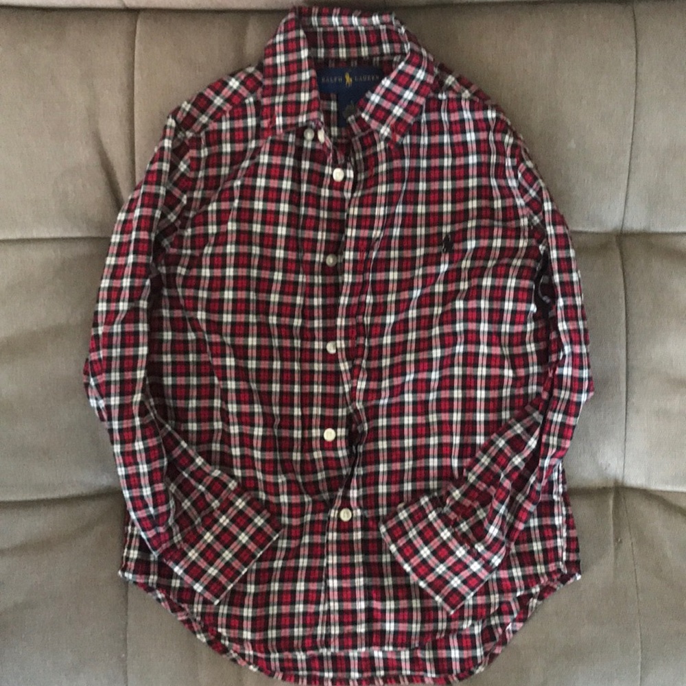 Red and black plaid button down